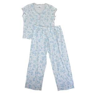 Eileen West Cotton Floral Pajama Pants Set Size Large Cottage Grandma Feminine